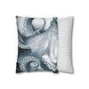 Blue Octopus Kraken Tentacles Watercolor Black Ink Art Spun Polyester Square Pillow Case Home Decor