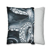 Blue Octopus Kraken Tentacles Watercolor Dark Art Spun Polyester Square Pillow Case Home Decor