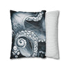 Blue Octopus Kraken Tentacles Watercolor Dark Art Spun Polyester Square Pillow Case Home Decor