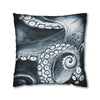 Blue Octopus Kraken Tentacles Watercolor Dark Art Spun Polyester Square Pillow Case Home Decor