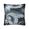 Blue Octopus Kraken Tentacles Watercolor Dark Art Spun Polyester Square Pillow Case Home Decor