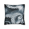 Blue Octopus Kraken Tentacles Watercolor Dark Art Spun Polyester Square Pillow Case Home Decor