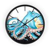 Blue Octopus Retro Ink Art Wall Clock Black / 10 Home Decor