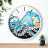Blue Octopus Retro Ink Art Wall Clock Home Decor