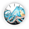 Blue Octopus Retro Ink Art Wall Clock White / 10 Home Decor