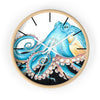 Blue Octopus Retro Ink Art Wall Clock Wooden / White 10 Home Decor