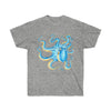 Blue Octopus Tentacles Ink Art Unisex Ultra Cotton Tee Sport Grey / S T-Shirt