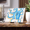 Blue Octopus Tentacles Ink On White Art Ceramic Photo Tile 6 × 8 / Glossy Home Decor