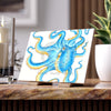 Blue Octopus Tentacles Ink On White Art Ceramic Photo Tile 6 × 8 / Matte Home Decor