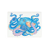 Blue Octopus Watercolor Art Ceramic Photo Tile Home Decor