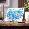 Blue Octopus Watercolor Art Ceramic Photo Tile Home Decor