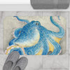 Blue Octopus Watercolor Ink Art Bath Mat Home Decor