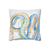 Blue Octopus Watercolor White Art Spun Polyester Square Pillow Case 14 × Home Decor