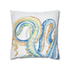 Blue Octopus Watercolor White Art Spun Polyester Square Pillow Case 18 × Home Decor