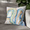 Blue Octopus Watercolor White Art Spun Polyester Square Pillow Case Home Decor