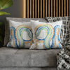 Blue Octopus Watercolor White Art Spun Polyester Square Pillow Case Home Decor