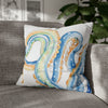 Blue Octopus Watercolor White Art Spun Polyester Square Pillow Case Home Decor