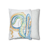 Blue Octopus Watercolor White Art Spun Polyester Square Pillow Case Home Decor