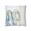 Blue Octopus Watercolor White Art Spun Polyester Square Pillow Case Home Decor