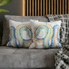 Blue Octopus Watercolor White Art Spun Polyester Square Pillow Case Home Decor