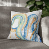 Blue Octopus Watercolor White Art Spun Polyester Square Pillow Case Home Decor