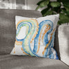 Blue Octopus Watercolor White Art Spun Polyester Square Pillow Case Home Decor