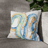 Blue Octopus Watercolor White Art Spun Polyester Square Pillow Case Home Decor