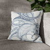 Blue Octopus White Ink Art Spun Polyester Square Pillow Case 14 × Home Decor