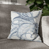 Blue Octopus White Ink Art Spun Polyester Square Pillow Case 16 × Home Decor