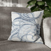 Blue Octopus White Ink Art Spun Polyester Square Pillow Case 18 × Home Decor