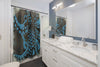 Blue Octopus Woodblock Art Shower Curtain Home Decor
