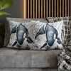 Blue Orca Whale Vintage Map Watercolor Art Spun Polyester Square Pillow Case Home Decor