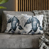 Blue Orca Whale Vintage Map Watercolor Art Spun Polyester Square Pillow Case Home Decor