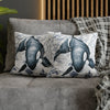 Blue Orca Whale Vintage Map Watercolor Art Spun Polyester Square Pillow Case Home Decor