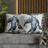 Blue Orca Whale Vintage Map Watercolor Art Spun Polyester Square Pillow Case Home Decor