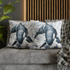 Blue Orca Whale Vintage Map Watercolor Art Spun Polyester Square Pillow Case Home Decor