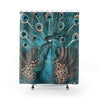 Blue Peacock Bird Art Nouveau Vintage Shower Curtain 71 × 74 Home Decor