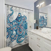Blue Pink Octopus Vintage Map Nautical Art Shower Curtain Home Decor