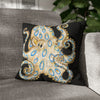 Blue Ring Octopus Black Ink Art Spun Polyester Square Pillow Case 16 × Home Decor