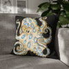 Blue Ring Octopus Black Ink Art Spun Polyester Square Pillow Case 20 × Home Decor