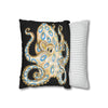 Blue Ring Octopus Black Ink Art Spun Polyester Square Pillow Case Home Decor