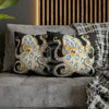 Blue Ring Octopus Black Ink Art Spun Polyester Square Pillow Case Home Decor