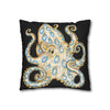 Blue Ring Octopus Black Ink Art Spun Polyester Square Pillow Case Home Decor