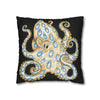 Blue Ring Octopus Black Ink Art Spun Polyester Square Pillow Case Home Decor