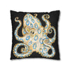 Blue Ring Octopus Black Ink Art Spun Polyester Square Pillow Case Home Decor