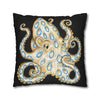 Blue Ring Octopus Black Ink Art Spun Polyester Square Pillow Case Home Decor