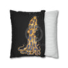 Blue Ring Octopus Bubbles Black Art Spun Polyester Square Pillow Case Home Decor