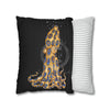 Blue Ring Octopus Bubbles Black Art Spun Polyester Square Pillow Case Home Decor