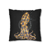 Blue Ring Octopus Bubbles Black Art Spun Polyester Square Pillow Case Home Decor