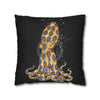 Blue Ring Octopus Bubbles Black Art Spun Polyester Square Pillow Case Home Decor